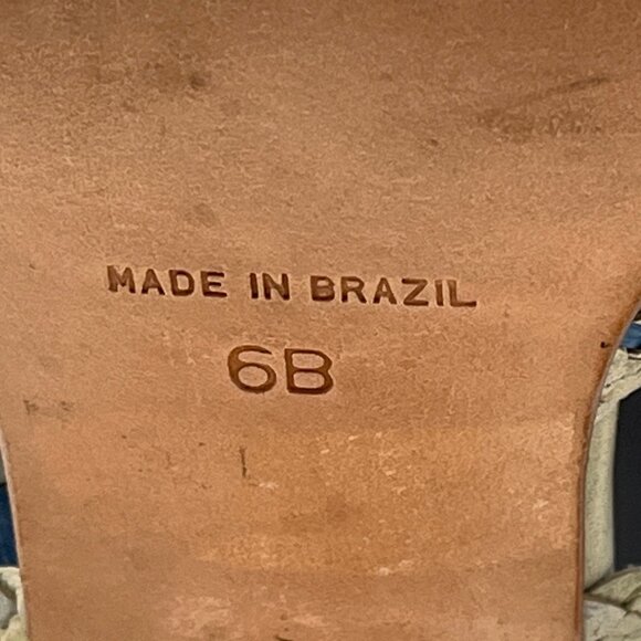 Pula Women’s  Yellow Blue Squared Toe Heeled Sandals Sz 6B - Picture 7 of 8